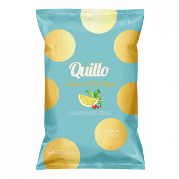 Картофельные чипсы "Quillo" с лимоном и розовым перцем, без глютена, 130г