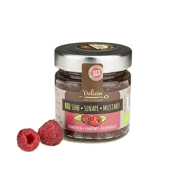 Горчица с малиной Премиум класса "Delizia", без глютена, 130г