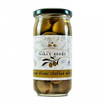Оливки "Nikis Goods" зеленые COLOSSAL с апельсином, 370г