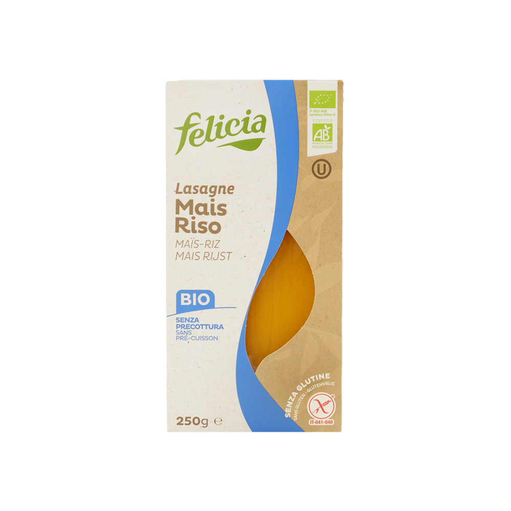 Макароны кукурузно-рисовые Лазанья «Felicia», без глютена, 250г