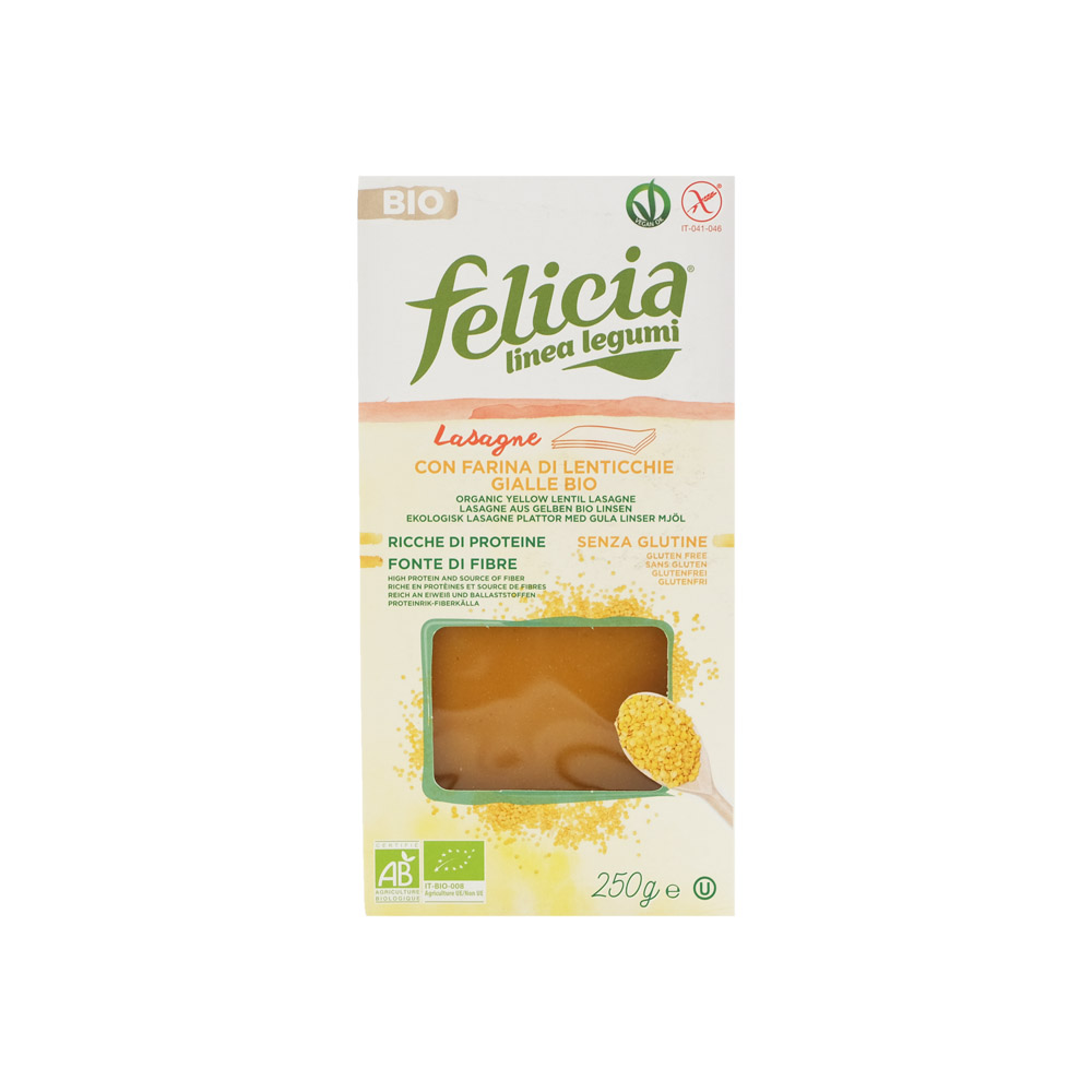 Макароны из желтой чечевицы и коричневого риса Лазанья «Felicia», без глютена, 250г