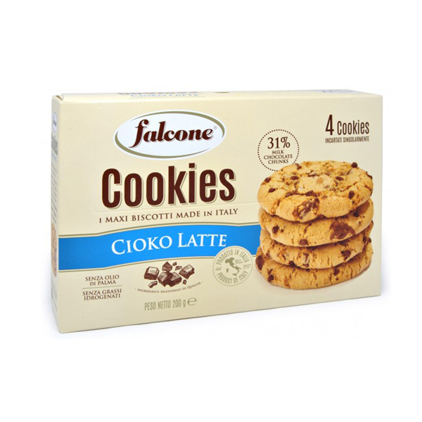 Печенье "Falcone" Cookies с молочным шоколадом, 200г
