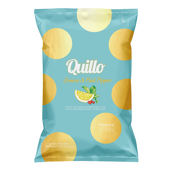 Картофельные чипсы "Quillo" с лимоном и розовым перцем, без глютена, 130г